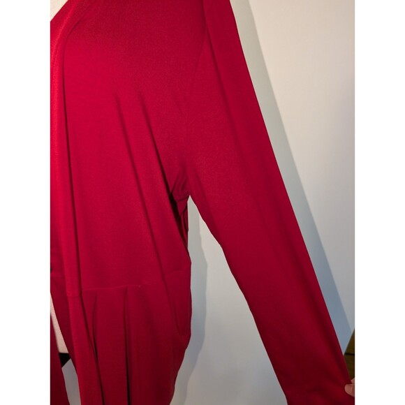 J Jill Cardigan Women’s XL Wearever Pleated Peplum Red Jacket Travel Modern - Picture 3 of 10